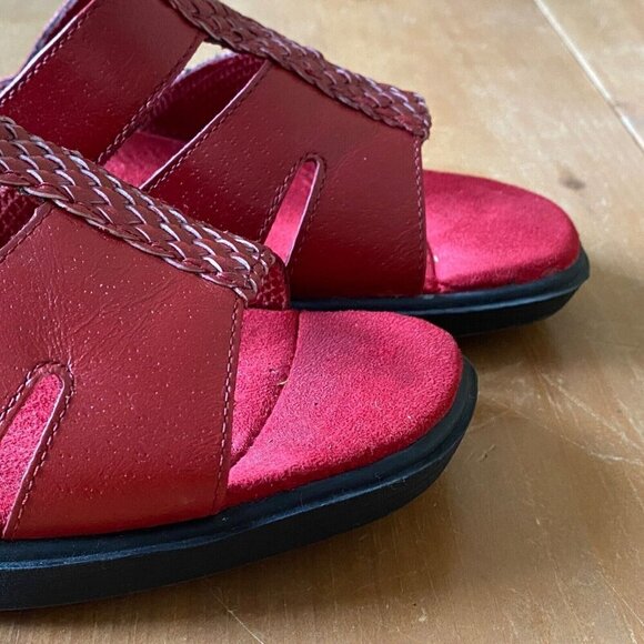 Dr. Scholls Red Leather Slide Sandals Womens Size 8.5 - Picture 6 of 13